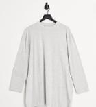 Collusion Long Sleeve T-shirt Dress In Gray Heather-grey