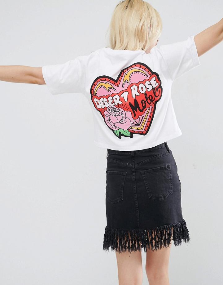 Asos T-shirt With Motel Rose Print - Blue