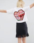 Asos T-shirt With Motel Rose Print - Blue