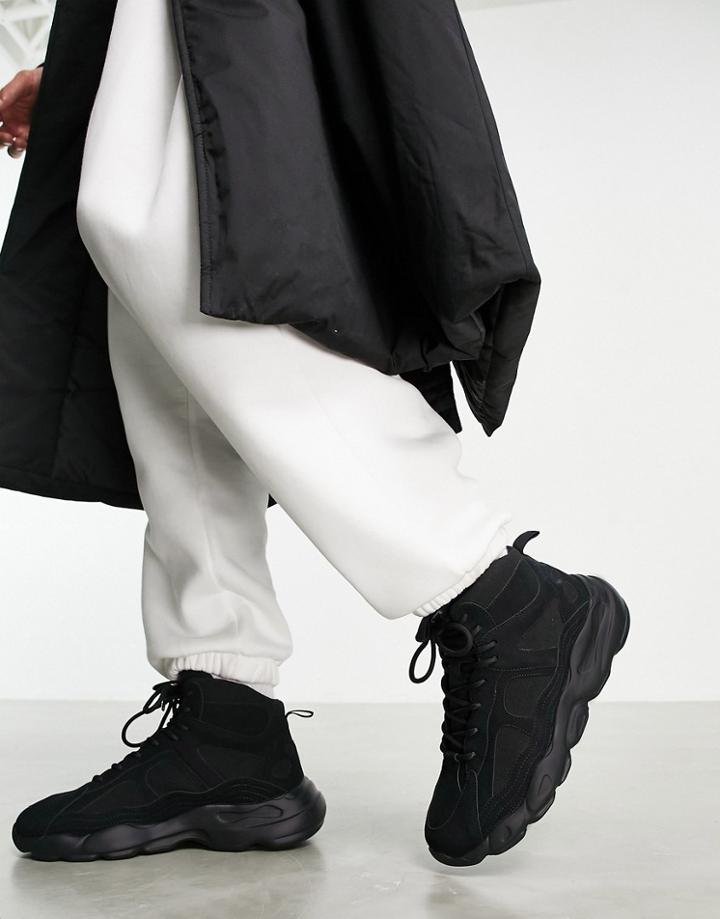 Asos Design Sneaker Boot In Black With Chunky Sole