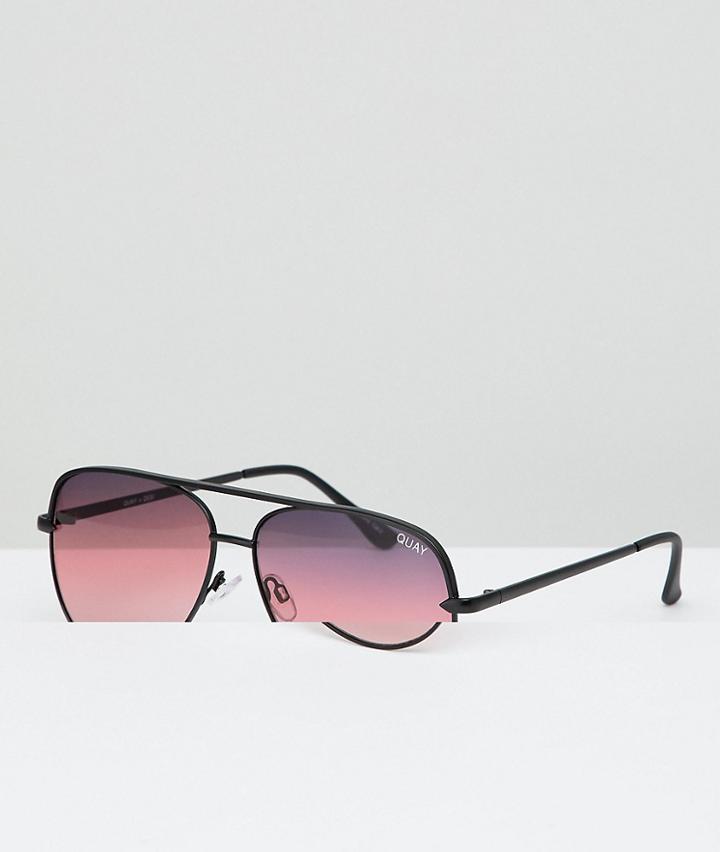 Quay Australia X Desi Sahara Aviator Sunglasses In Matte Black - Black