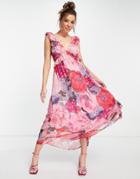 Forever U Oversize Floral Midaxi Dress In Pink