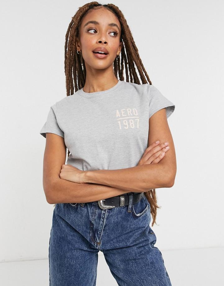 Aeropostale 1987 Logo Tee In Gray Heather-grey
