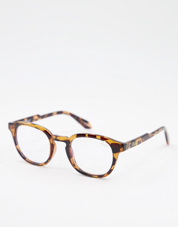 Quay Blue Light Round Glasses In Tortoise Shell-brown