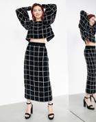 Asos Edition Velvet Midi Skirt With Grid Beading In Black