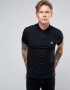 Boss Orange Pavlik Logo Polo Stretch Pique - Black