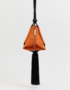 Asos Edition Satin Triangle Bag With Tassel - Copper