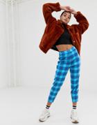Noisy May Blue Plaid Pants - Blue
