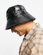 Asos Design Bucket Hat In Black Vinyl