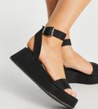 Asos Design Wide Fit Tatiana Flatform Sandals In Black
