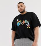 Asos Design Plus Mickey Oversized T-shirt With Retro Print - Black