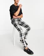 Twisted Tailor Smart Pants In Black And White Check With Pocket Chain Detail