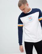 Pull & Bear Long Sleeved Top In White With Logo - White