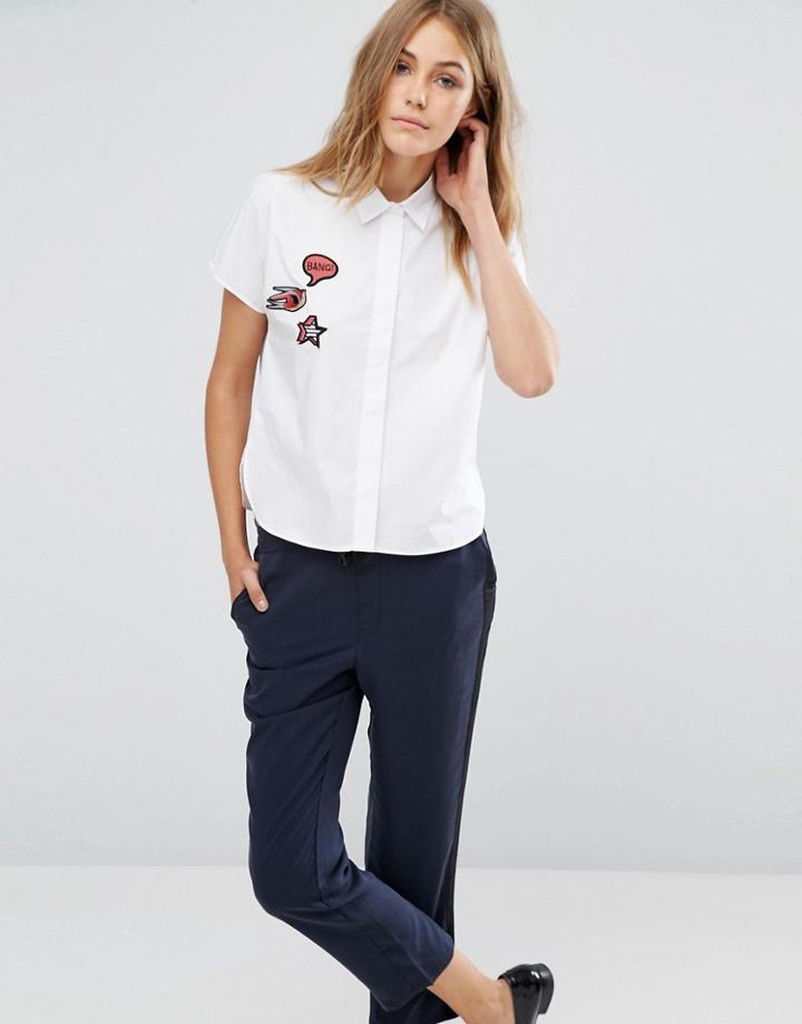 Mango Badge Detail Shirt - White