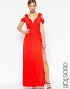 Asos Tall Wedding Drape Cold Shoulder Maxi Dress - Nude $40.00