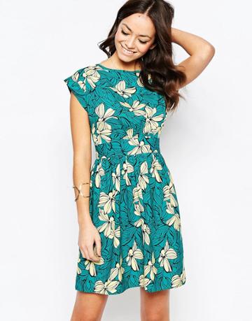 Closet Blu Tie Back Dress In Bright Floral - Green