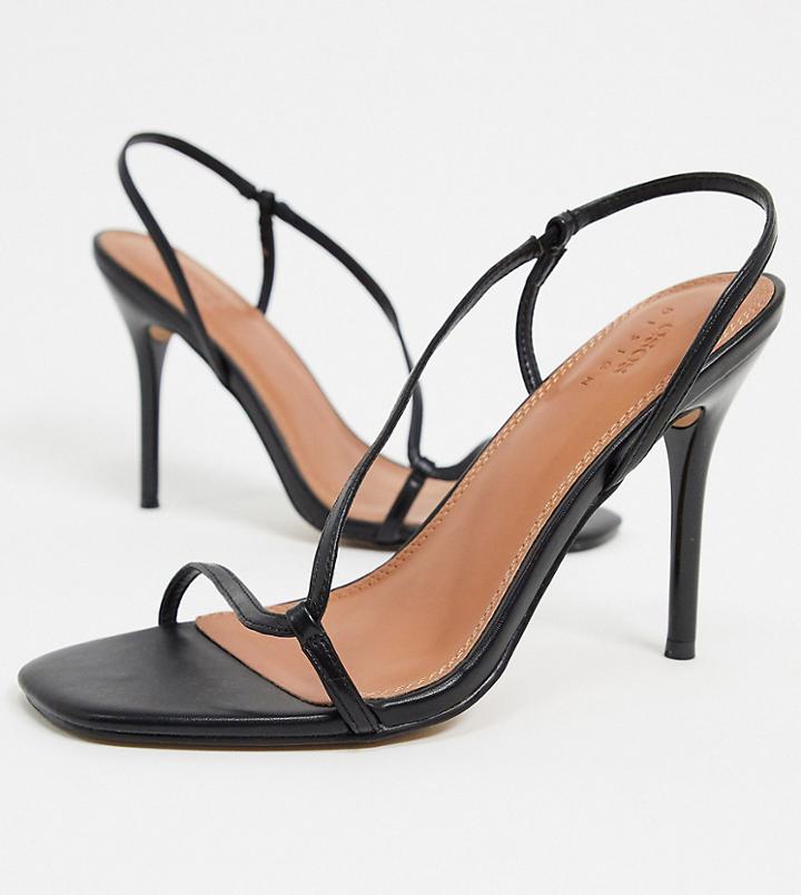 Asos Design Wide Fit Nevada Strappy Heeled Sandals In Black