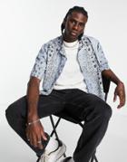 Topman Oversized Short Sleeve Shirt With Paisley Border Print In Blue - Part Of A Set