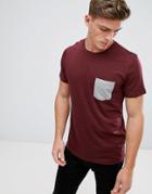 Jack And Jones Contrast Chest Pocket T-shirt - Red