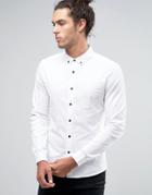 Asos Skinny Twill Shirt In White - White