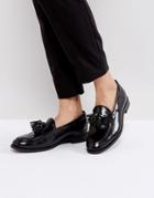 H By Hudson Leather Tassle Loafers - Black