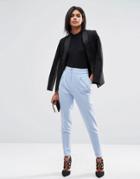 Asos Tailored High Waisted Pants With Turn Up Detail - Powder Blue