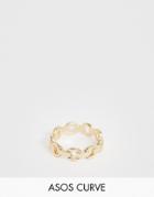 Asos Design Curve Ring In Curb Chain Design In Gold Tone - Gold
