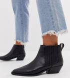 Asos Design Wide Fit Adelaide Leather Western Chelsea Boots In Black - Black