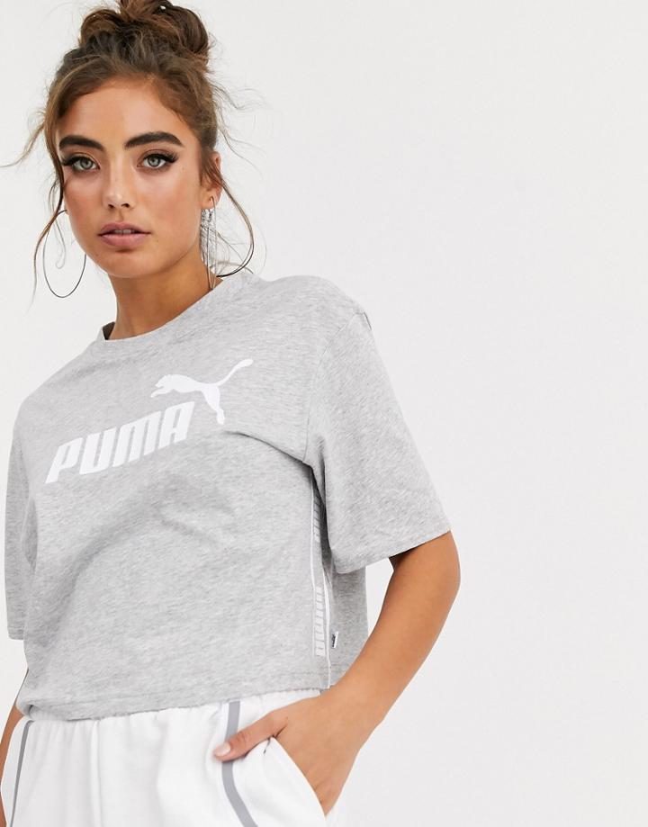 Puma Amplified Crop Tee In Gray