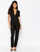 Japonica Jumpsuit With V-neck - Black