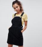 Asos Design Petite Denim Overall Dress In Washed Black