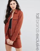 Fashion Union Tall Tailored Jacket Co-ord - Brown