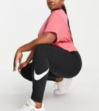 Nike Plus Swoosh Mid Rise Leggings In Black