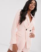 Asos Design Pink Dogstooth Suit Blazer-multi
