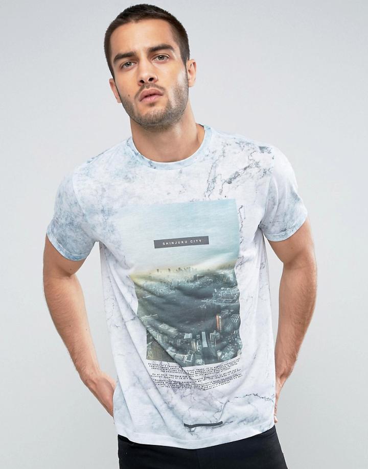 New Look T-shirt With Marble Tokyo Print - Green