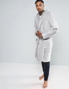 Asos Hooded Fleece Robe In Gray - Gray