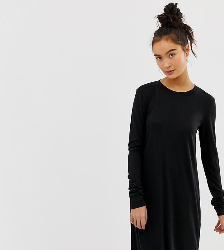 Weekday Column Dress With Long Sleeves In Black