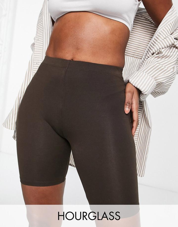 Asos Design Hourglass Basic Legging Shorts In Chocolate-brown
