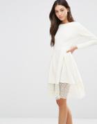 Traffic People Hepburn Dress With Lace Hem - Cream