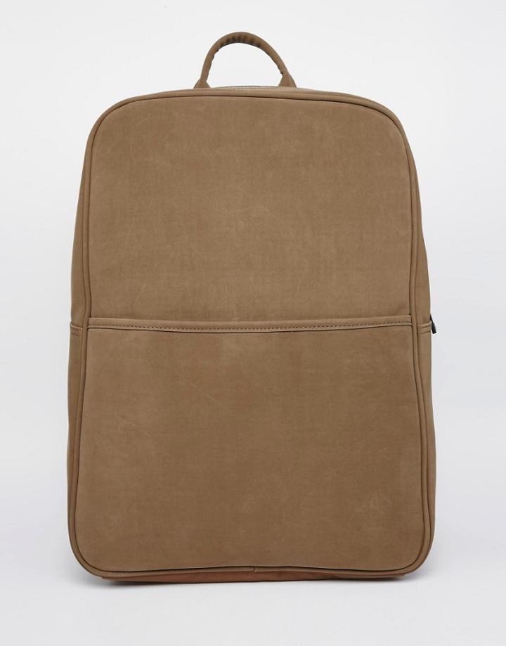 Asos Backpack In Brown Faux Nubuck - Brown