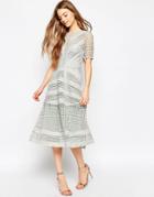 Asos Premium Occasion Lace Midi Dress - Lilac