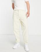 Asos Design Relaxed Tapered Jeans In Ecru Corduroy-neutral