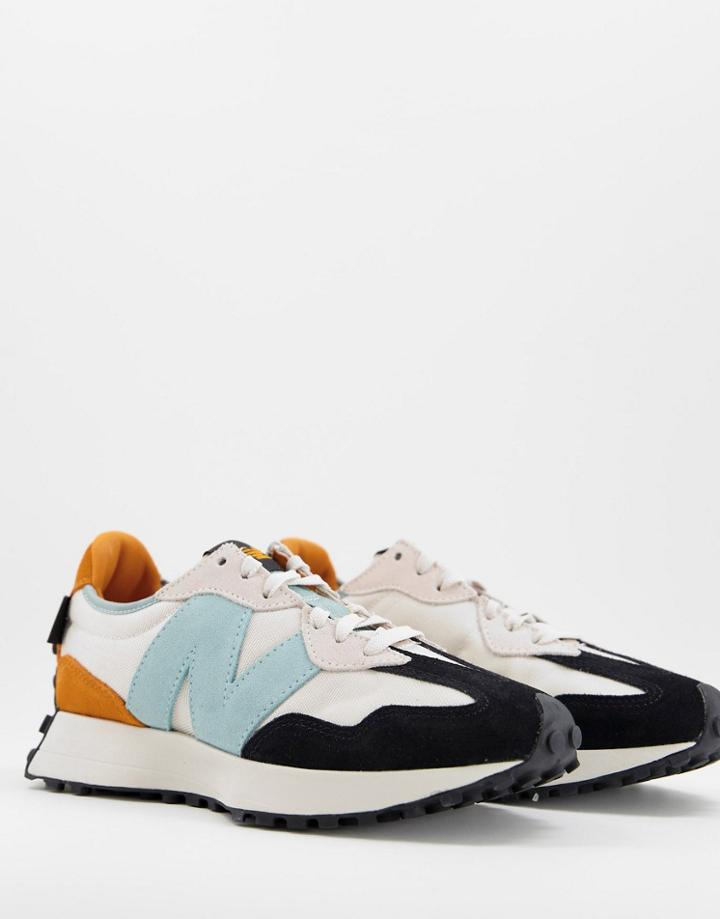 New Balance Premium 327 Sneakers In White Orange And Blue