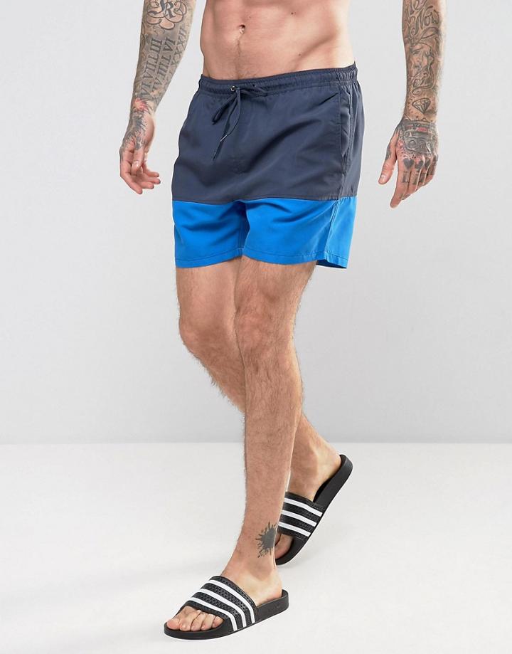 Brave Soul Cut And Sew Block Swim Short - Navy