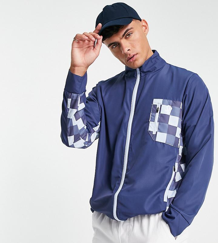 South Beach Full Zip Lightweight Jacket With Geo Print-blue