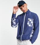 South Beach Full Zip Lightweight Jacket With Geo Print-blue
