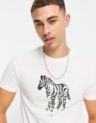 Ps Paul Smith Slim Fit Large Zebra Logo T-shirt In White