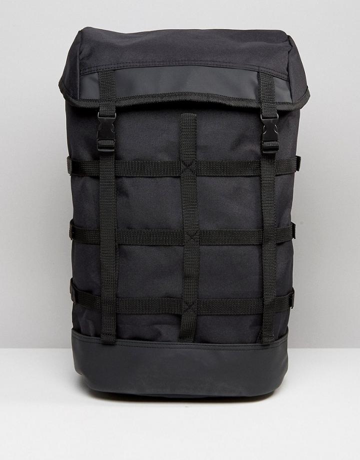Asos Nylon Backpack With Cage Straps - Black