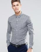 Asos Skinny Shirt In 2 Color Check With Long Sleeves - Green