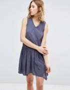 Vero Moda Drop Hem Dress With Crochet Detail - Navy